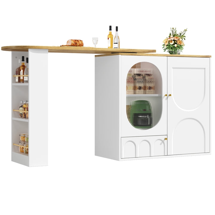 360° rotating bar table with storage space, kitchen island, two doors with shelves (body 138 x 39 x 105 cm) PYRAMID