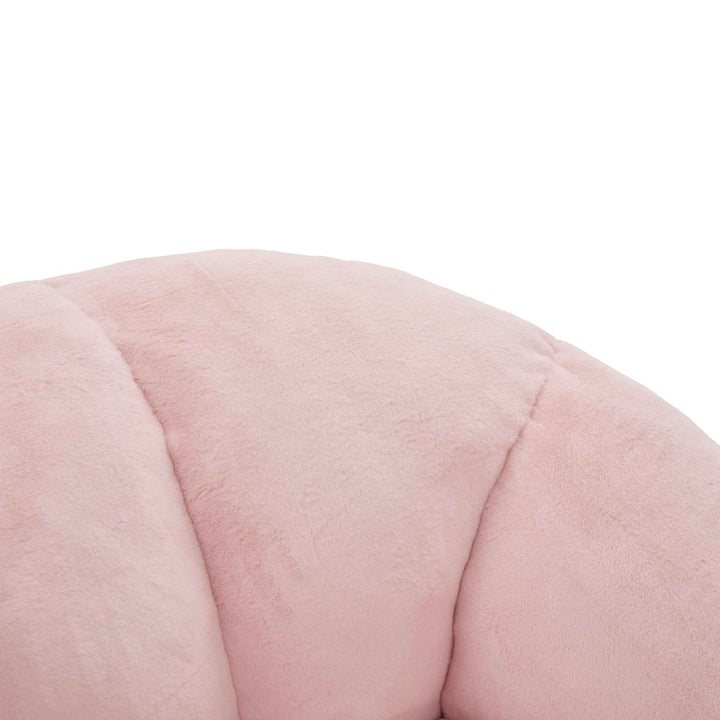 Lazy chair shell shaped sofa pink faux fur, memory foam bean bag chair removable cover
