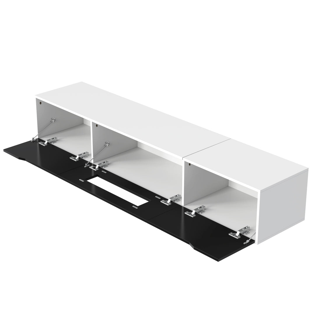 Black high-gloss suspended TV cabinet with LED lights YOLMEARS UK