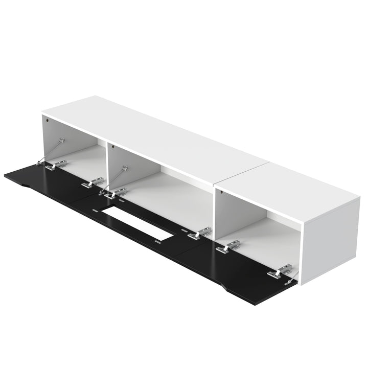Black high-gloss suspended TV cabinet with LED lights YOLMEARS UK
