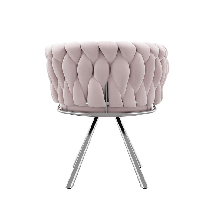 Velvet rose swivel dining chair luxury with four metal support legs CARBON