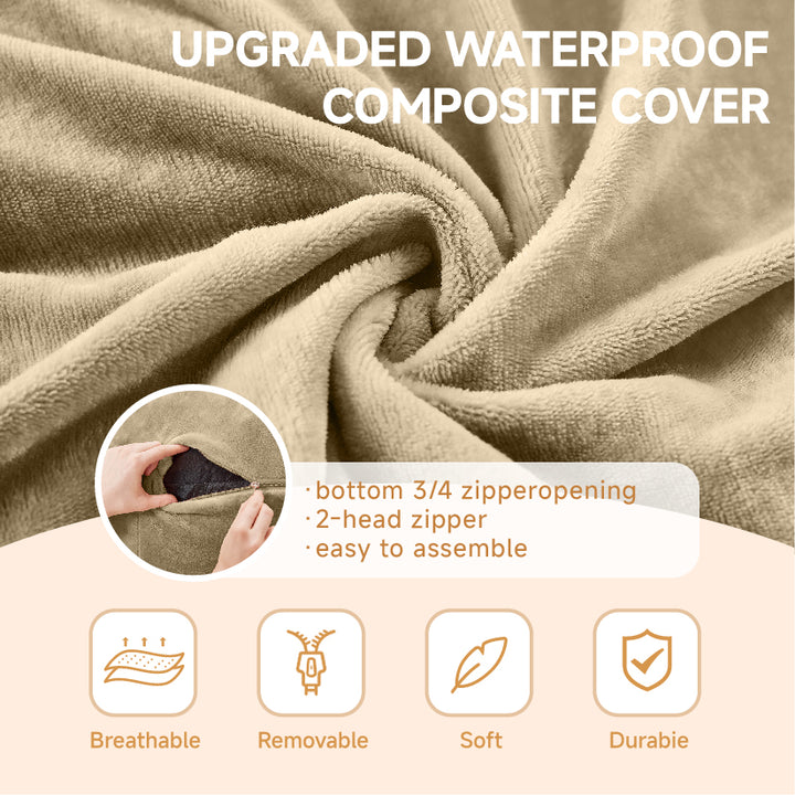 Beige bean bag sofa with soft plush cover 100cm LUNAO