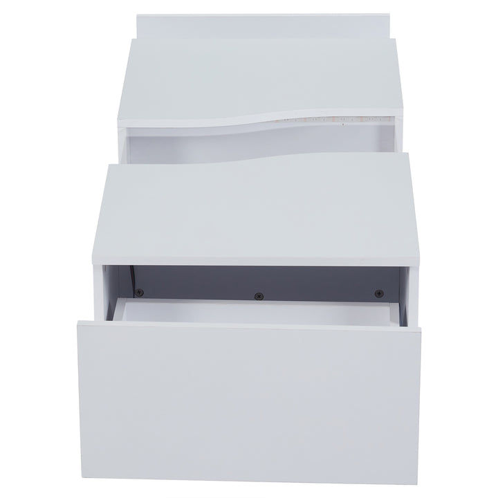 White high gloss lighting LED rectangular coffee table 2 drawers HELICTITE