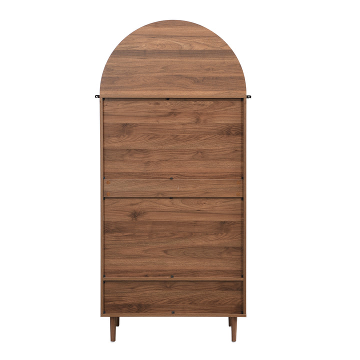 Vintage wardrobe with beige fabric doors, drawer & wooden legs ESTUARYCAY