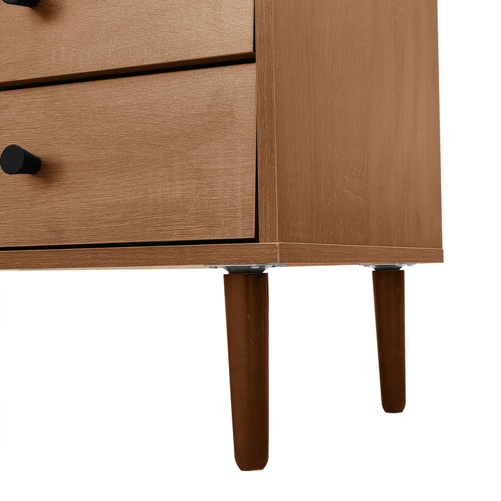 Wooden rattan sideboard vintage 3 doors 2 drawers 130x40x75.5cm SEAGRASSBED UK