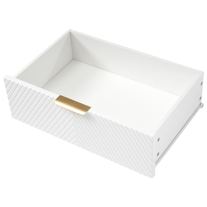 White sideboard dresser with 6 drawers and colored glass golden handles VIGZUN UK