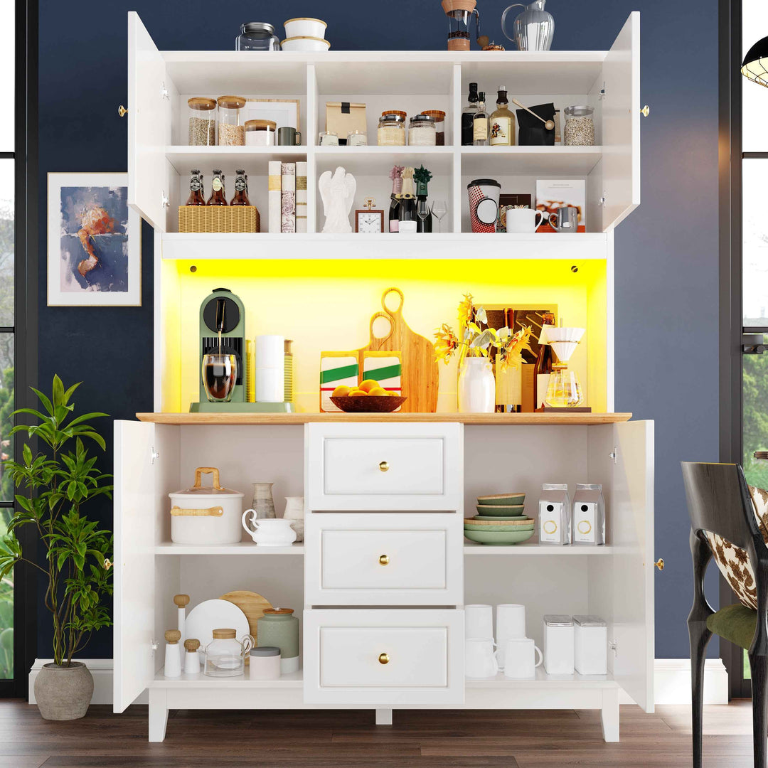 White tall kitchen hutch with LED lights INFINITECLARR