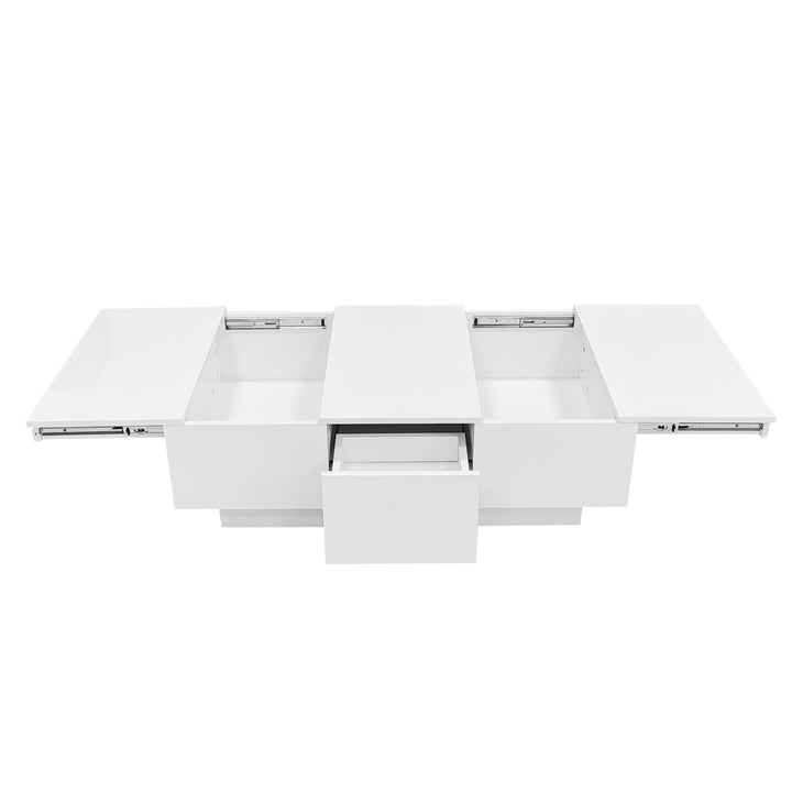 White high gloss coffee table with storage 100 x 55 x 35 cm WAXCELL UK