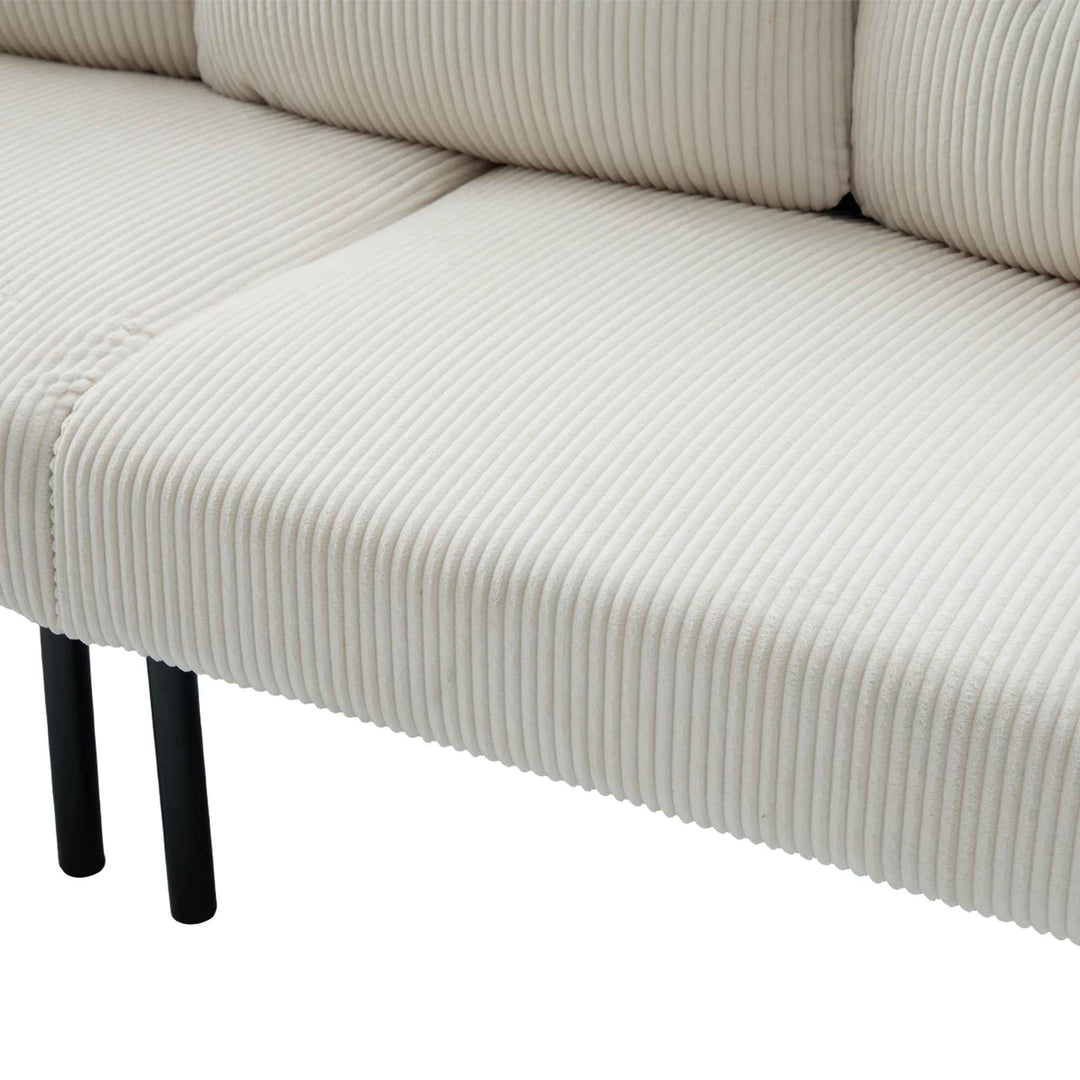 00+Oversized Loveseat Sofa, Corduroy Upholstered Double-Seater, Beige for Living Room NOVAON