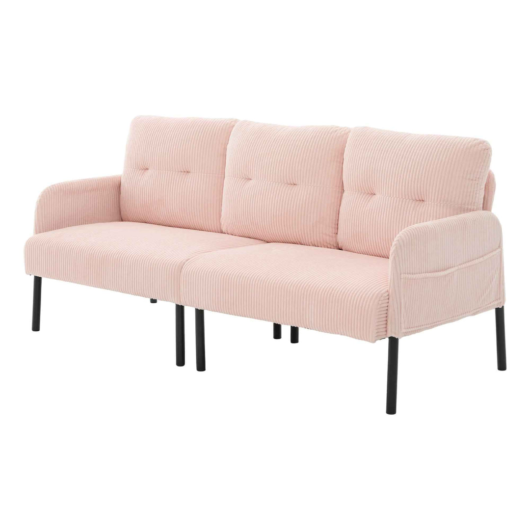 00+Oversized Loveseat Sofa, Corduroy Upholstered Double-Seater, Pink for Living Room NOVALON