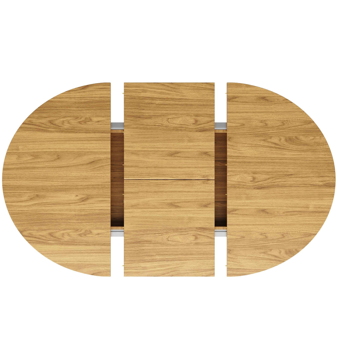 Extendable natural wooden look dining table round to oval 118–158cm INFINITEINFI
