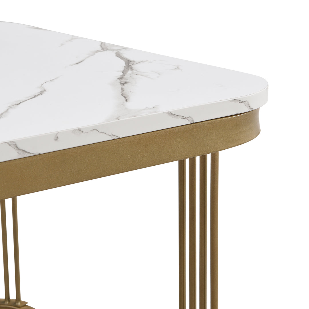 White high gloss marble-look nesting coffee table VREVIEK WHITE UK