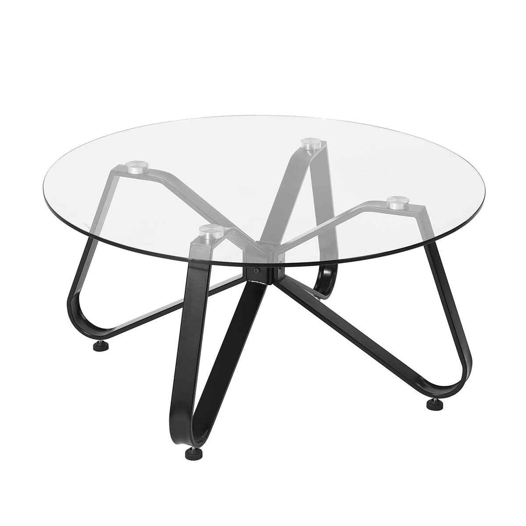 Modern Glass Coffee Table 80x80cm Clear Tempered Glass Top Living Room Minimalist Style KONYA GLASS 80CM A