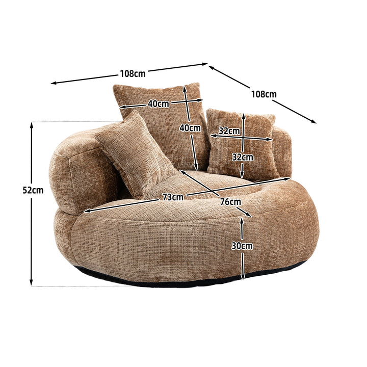 Lazy sofa bean bag brown coffee lounge chair with 3 pillows TUNDRAFROST