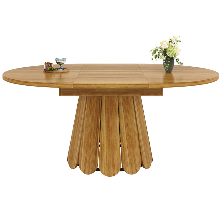 Extendable oval dining table wood-grain (118-158 cm) SISALTWIST