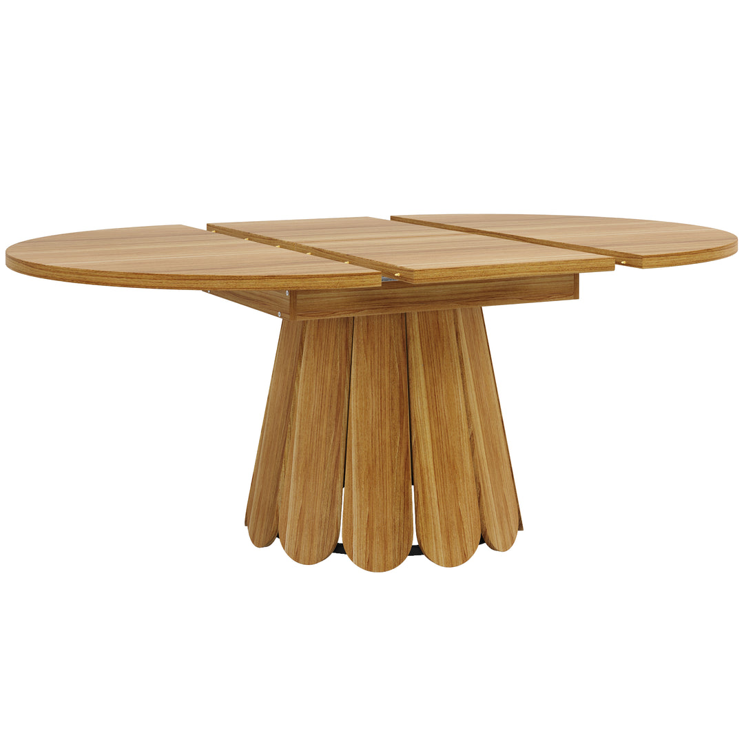 Extendable oval dining table wood-grain (118-158 cm) SISALTWIST
