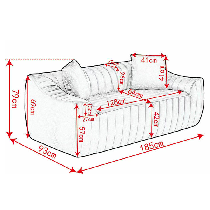 2-Seater Sofa in Grey Tech Cloth with 2 Cushions 185cm WICKERRUG
