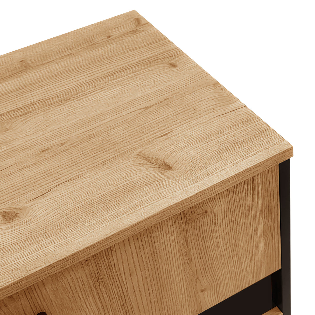 Modern wooden sideboard wood &amp; stripped black with LED lighting APOTHECI