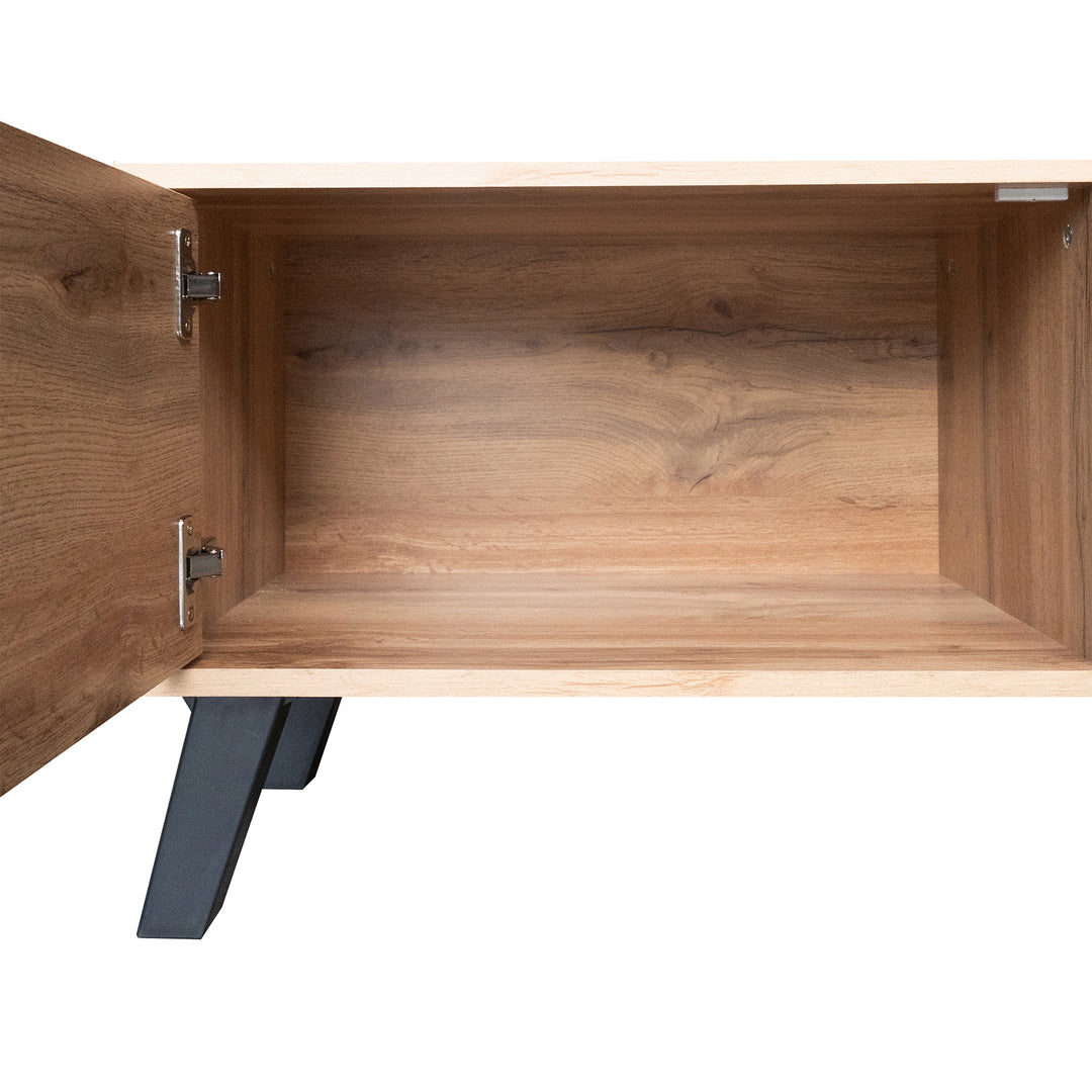 Vintage wood look TV stand with 2 doors and open shelves DECOMPOS