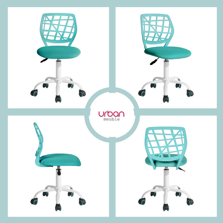 Light Blue Children's Desk Chair Swivel Office Chair CARNATION TURQUOISE Ⅰ