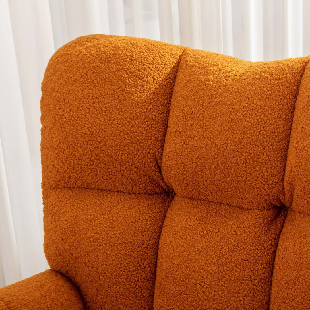 Orange teddy fabric upholstered rocking chair THROKUTS TEDDY CARAMEL UK