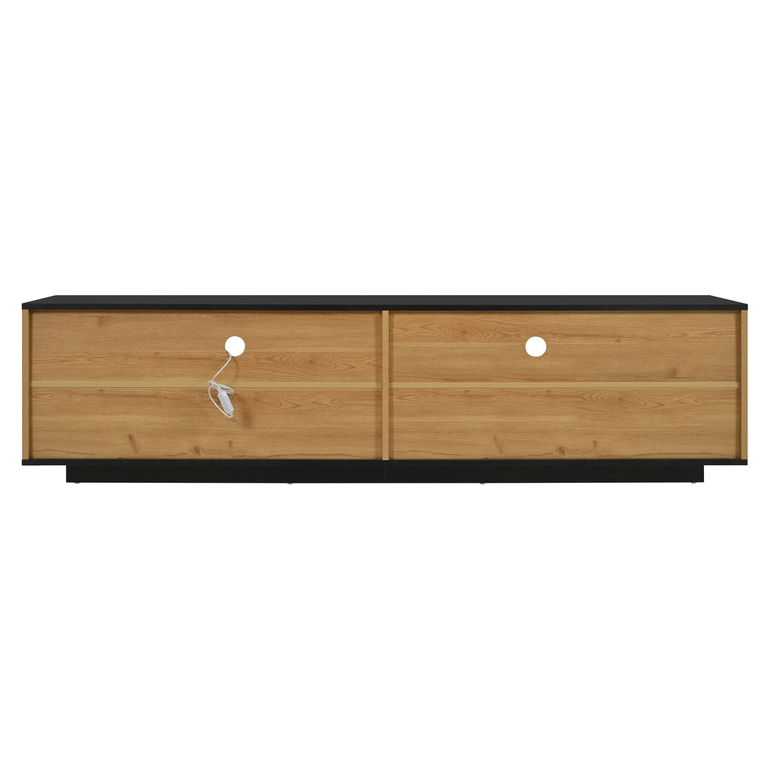 Black wooden TV cabinet with 3 doors & LED lighting INDUSIUM