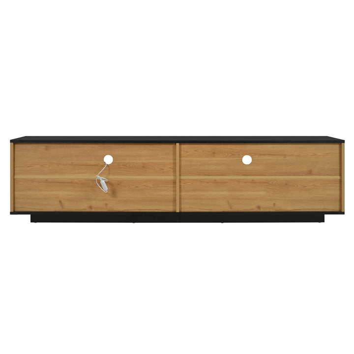 Black wooden TV cabinet with 3 doors & LED lighting INDUSIUM