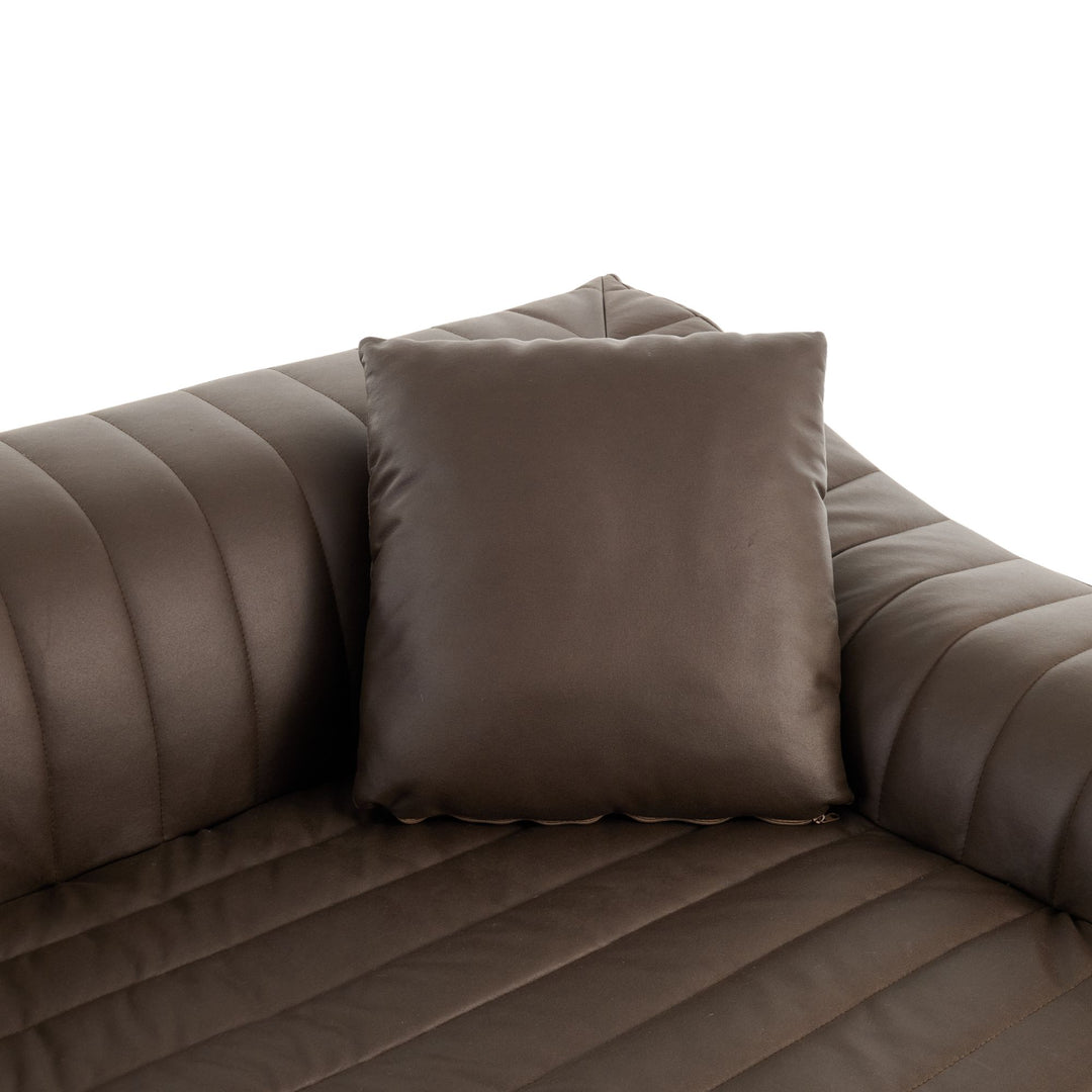 2-Seater Sofa in Brown Tech Cloth with 2 Cushions 185cm WICKERSIDEBOARD