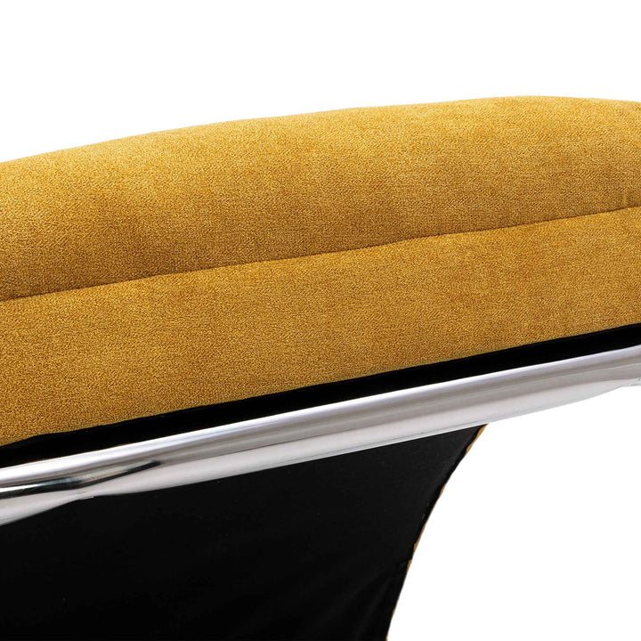 Chaise Lounge Chair Yellow Linen, Modern Recliner for Living Room Bedroom XXXXIV