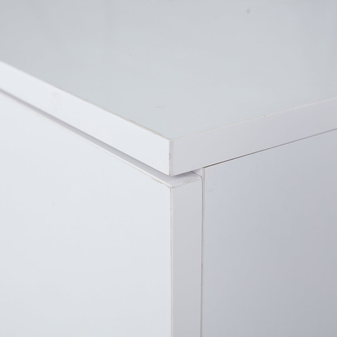 White high gloss lighting LED rectangular coffee table 2 drawers HELICTITE