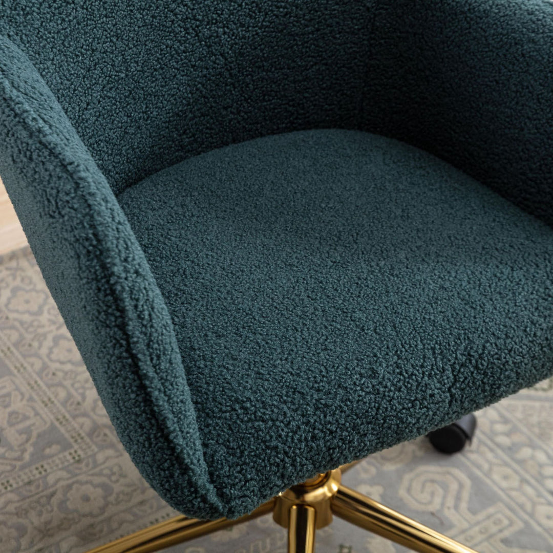 Grey teddy blue velvet office chair with armrests swivel wheel gold base TORQIL BLUE UK