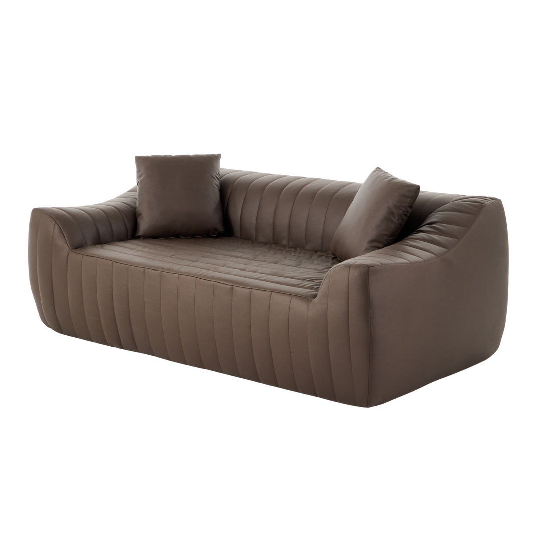 2-Seater Sofa in Brown Tech Cloth with 2 Cushions 185cm WICKERSIDEBOARD