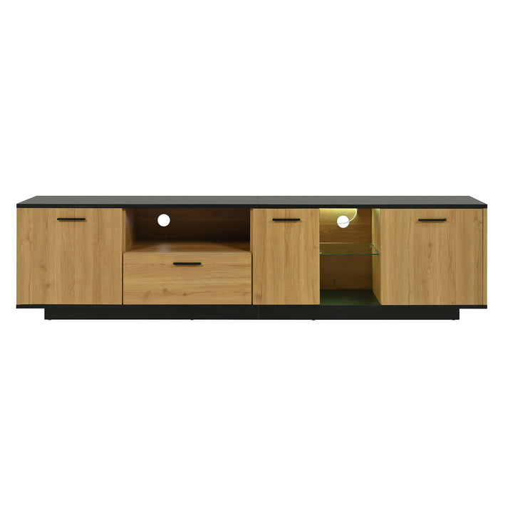 Black wooden TV cabinet with 3 doors & LED lighting INDUSIUM