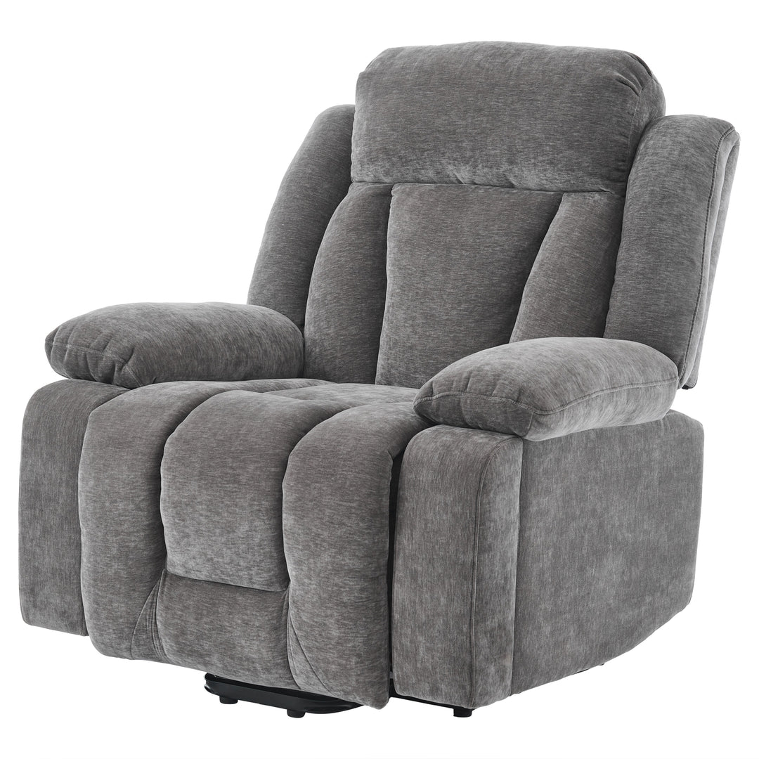 Electric lift up fabric grey large recliner with massage and heat MAGNETICFLUX
