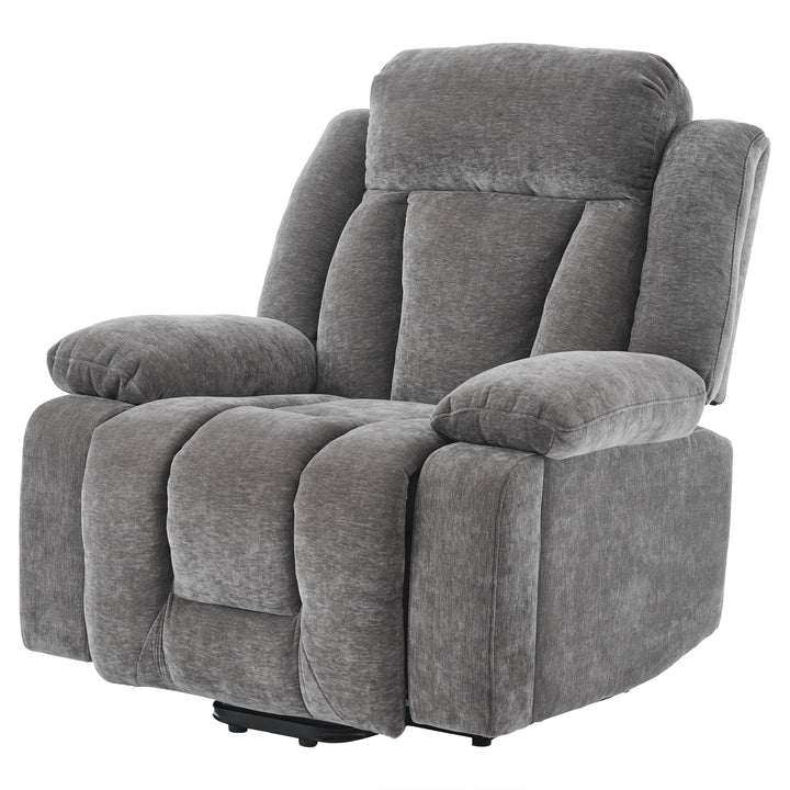 Electric lift up fabric grey large recliner with massage and heat MAGNETICFLUX