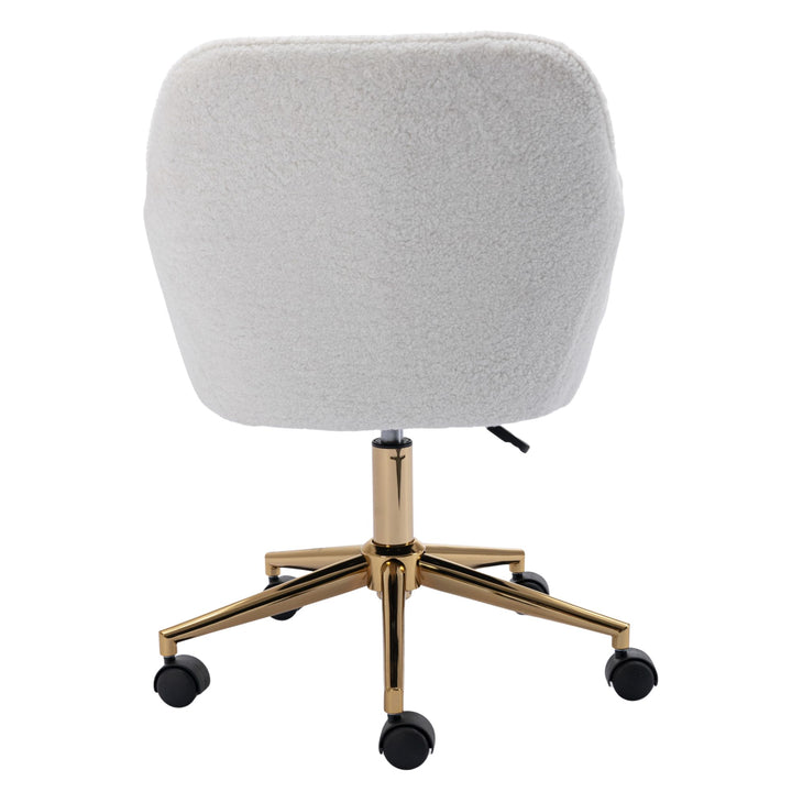 Teddy fabric white swivel office chair golden accents PUMICEGULCH