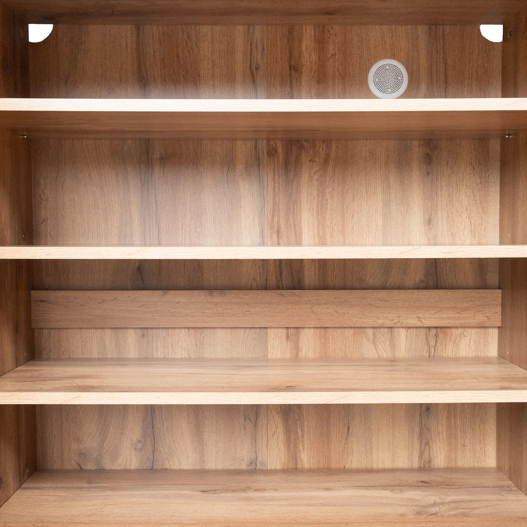 Vintage shoe cabinet textured oak look 3D with adjustable shelves 80×35×110cm FLAGELLUM