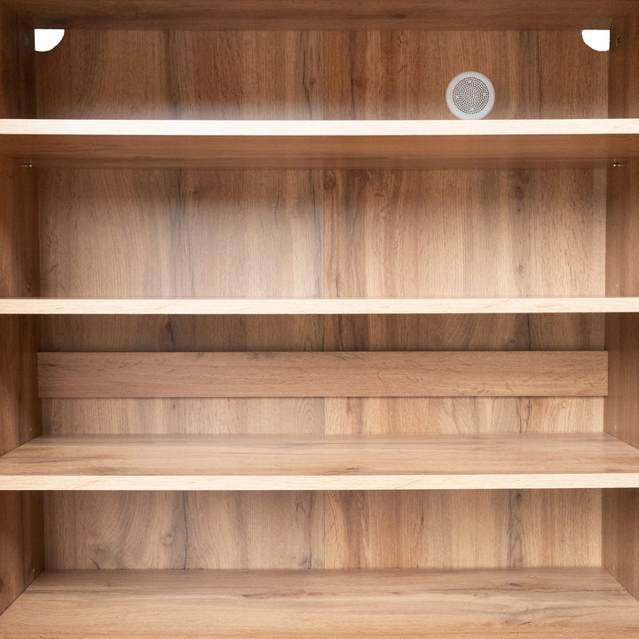 Vintage shoe cabinet textured oak look 3D with adjustable shelves 80×35×110cm FLAGELLUM