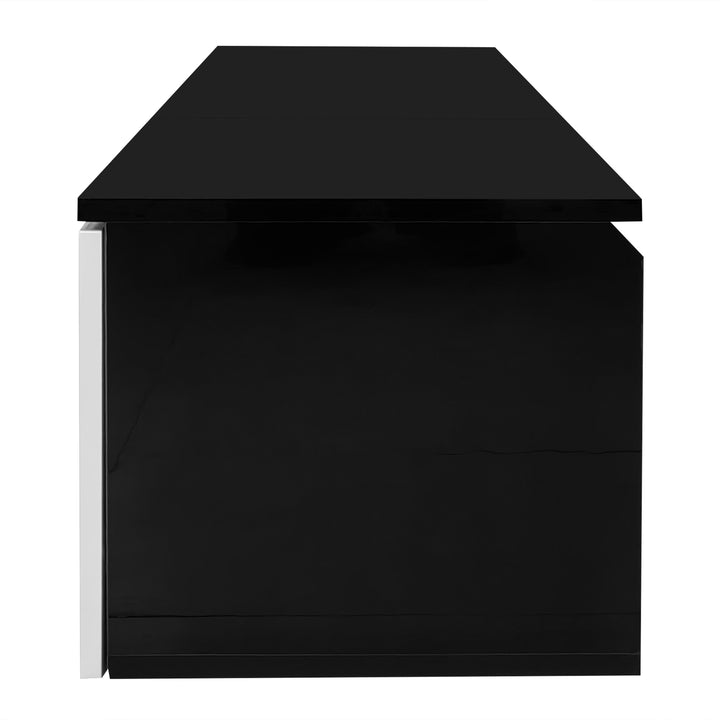 Black and white high gloss suspended TV Stand with LED lighting 180cm AMENSAL