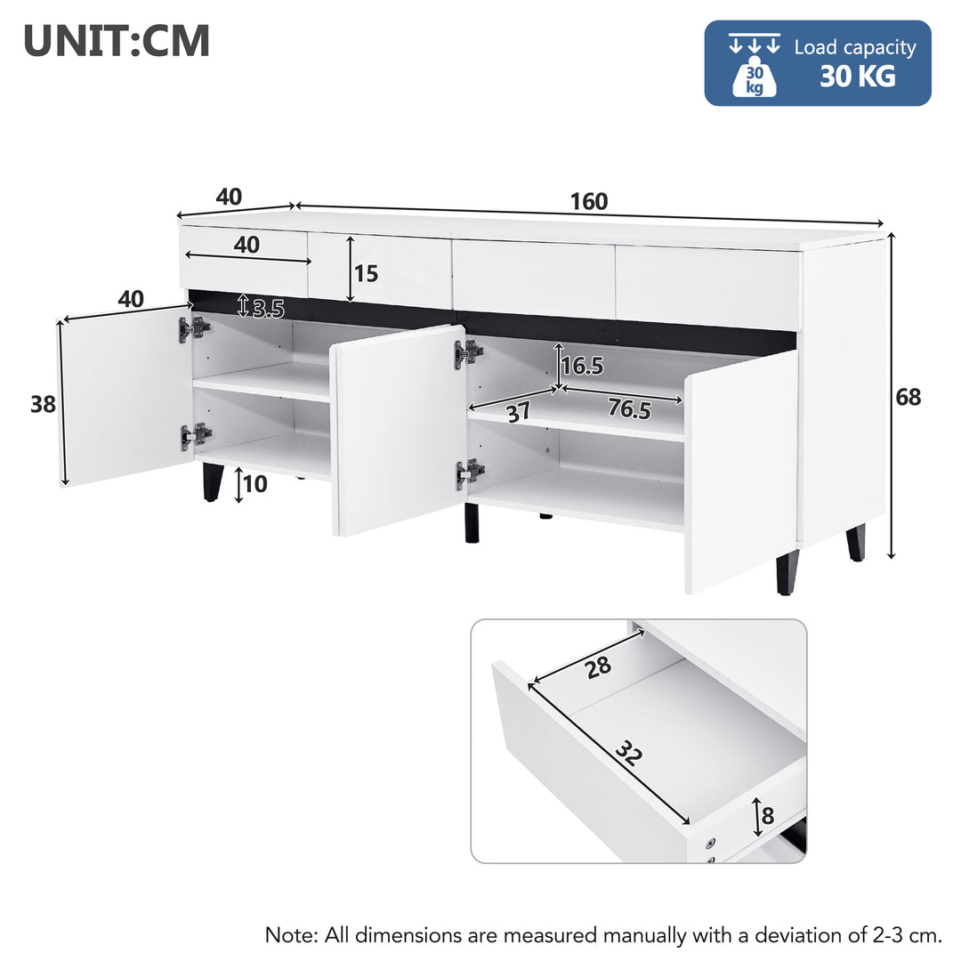 Modern high gloss white sideboard buffet 4 doors 160*40cm SPICEROUT