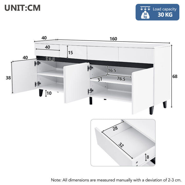 Modern high gloss white sideboard buffet 4 doors 160*40cm SPICEROUT