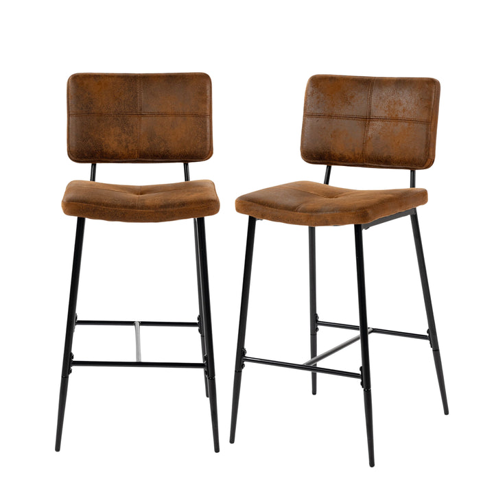 Set of 2 retro industrial suede bar stools POMONA BAR 29 KD SUEDE BROWN