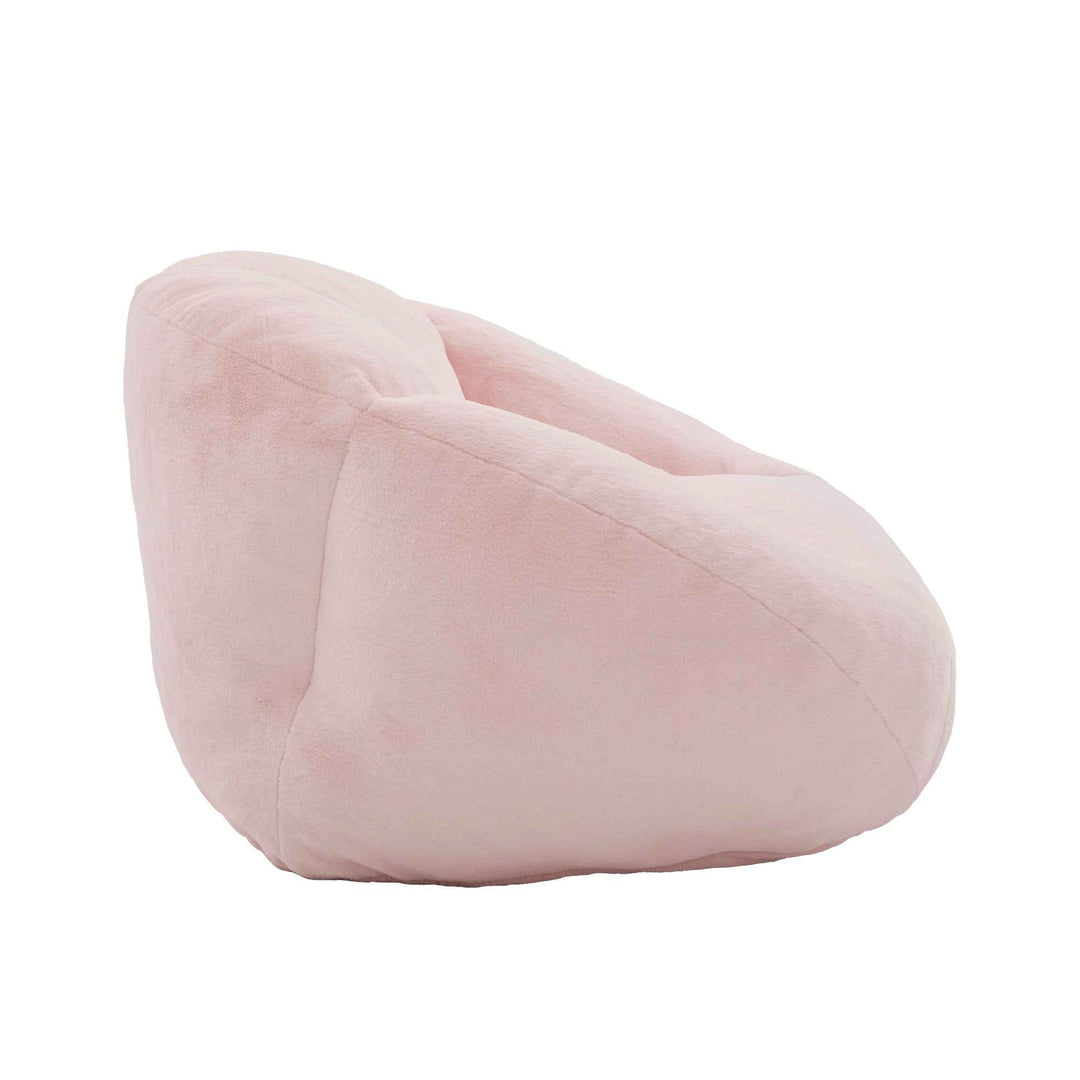 Lazy chair shell shaped sofa pink faux fur, memory foam bean bag chair removable cover