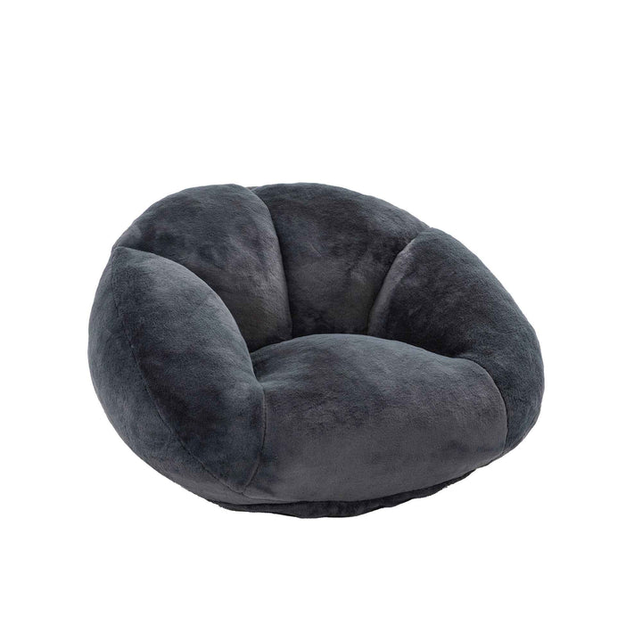 Lazy chair shell shaped sofa black faux fur, memory foam bean bag chair removable cover