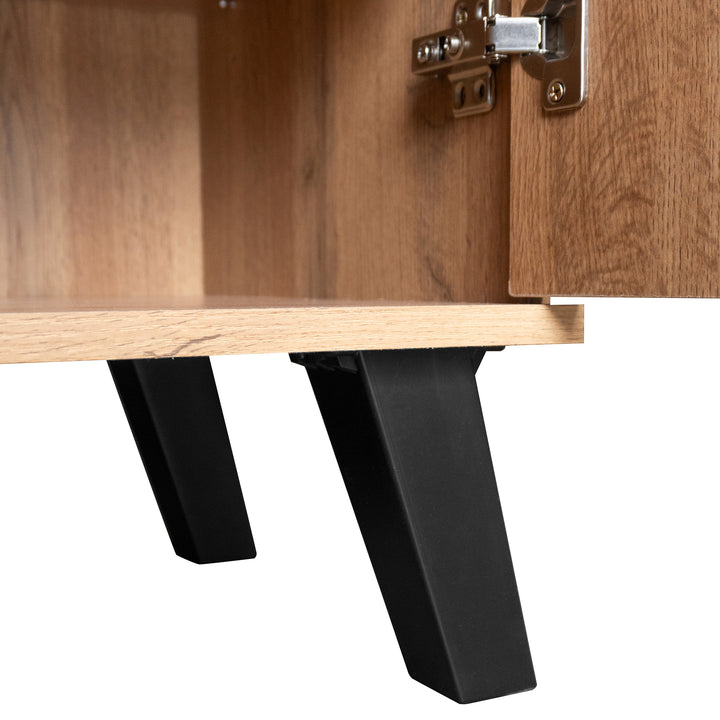 Vintage shoe cabinet textured oak look 3D with adjustable shelves 80×35×110cm FLAGELLUM