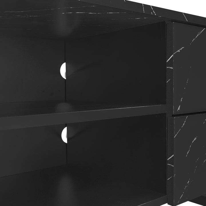 Vintage TV stand with black marble look & LED lighting MIRAGEOOZE