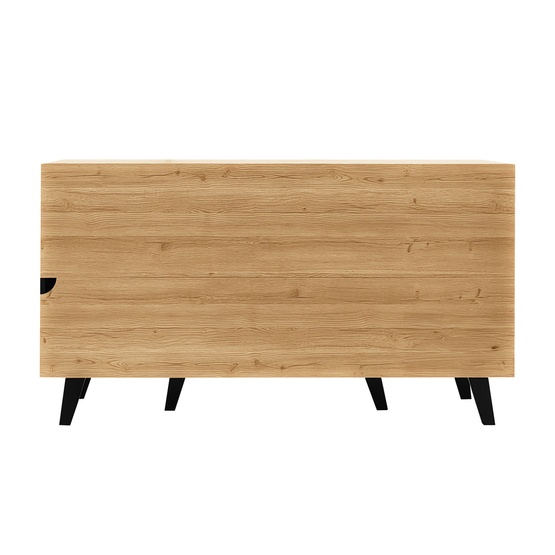 Modern wooden sideboard wood &amp; stripped black with LED lighting APOTHECI
