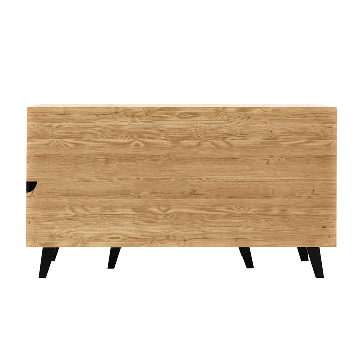 Modern wooden sideboard wood &amp; stripped black with LED lighting APOTHECI