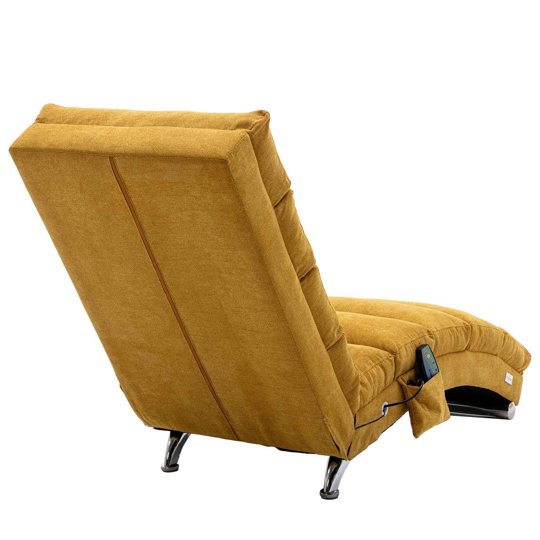 Chaise Lounge Chair Yellow Linen, Modern Recliner for Living Room Bedroom XXXXIV