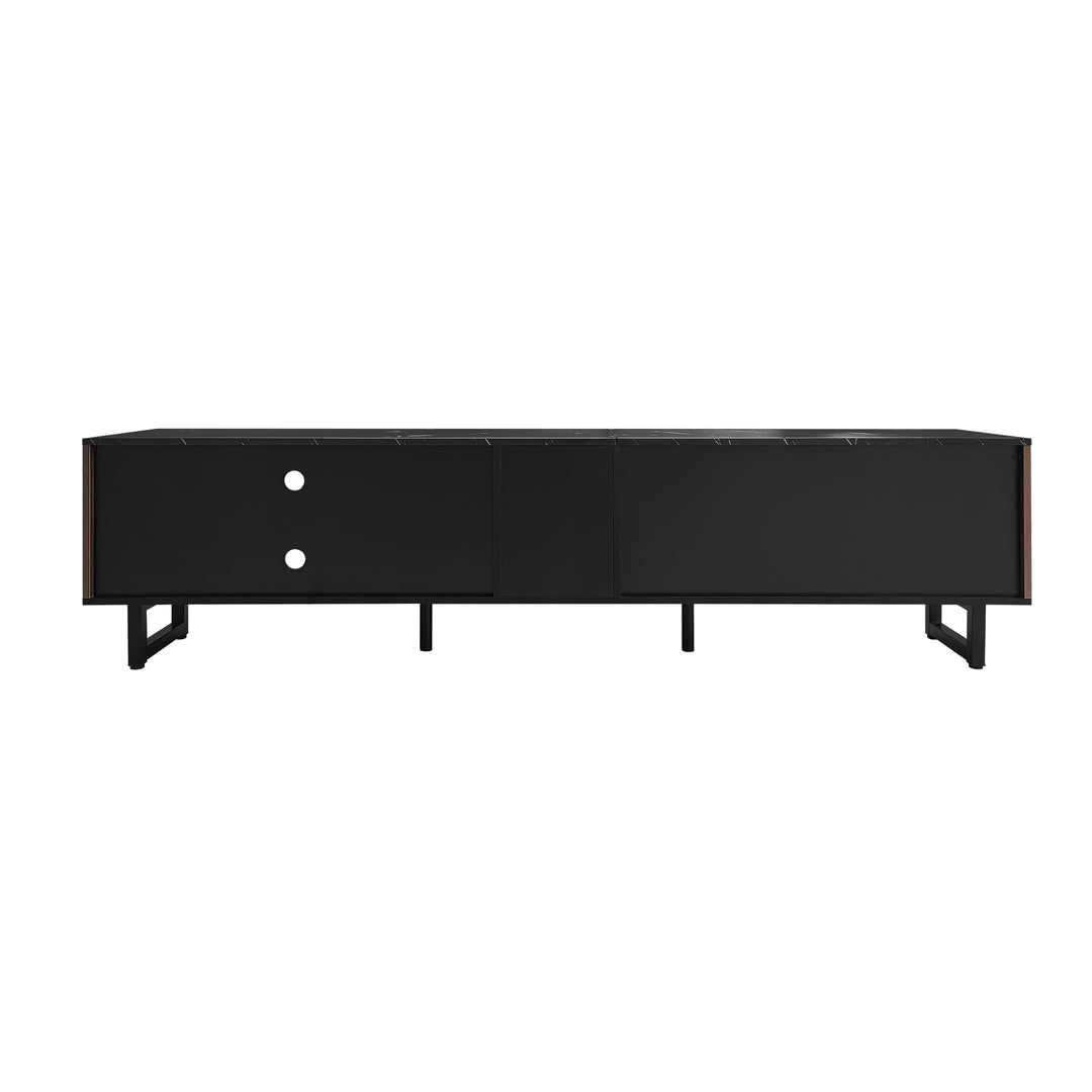 Vintage TV stand with black marble look & LED lighting MIRAGEOOZE